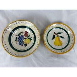 Stangl Pottery Fruit Pattern Soup Bowls Set of 2 Trenton NJ Vintage